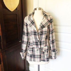 Woman's Winter Vintage Plaid Tweed Outwear Slim Fit Jacket